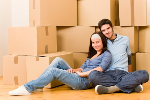 Packed household items ready for home moves in Kingscross