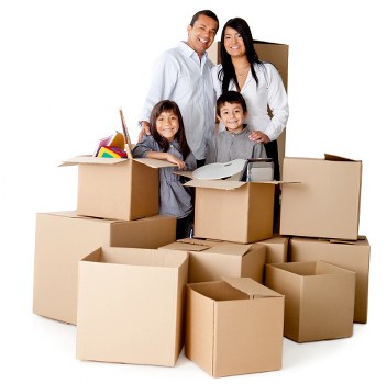 Packed household goods ready for transport during a house move